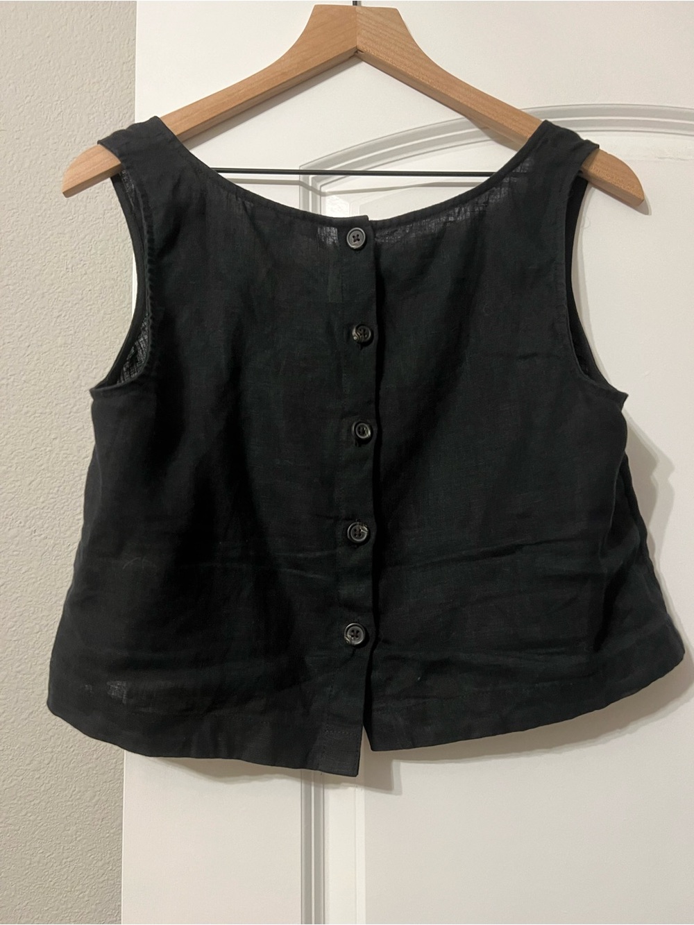 J.Crew Cropped Button-Back Linen Tank Top